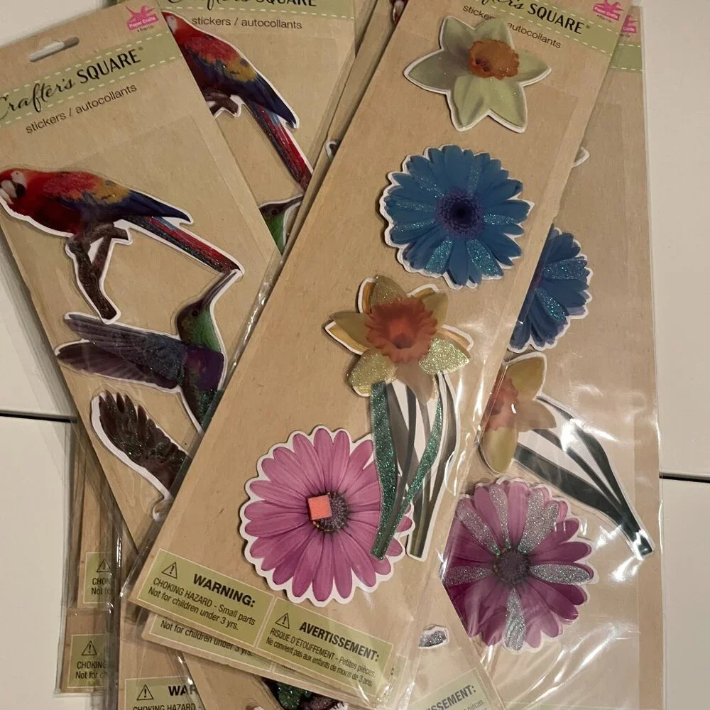 Mixed Bird & Flower Foam Stickers 10 Packs Home‎ Décor DIY Projects NEW